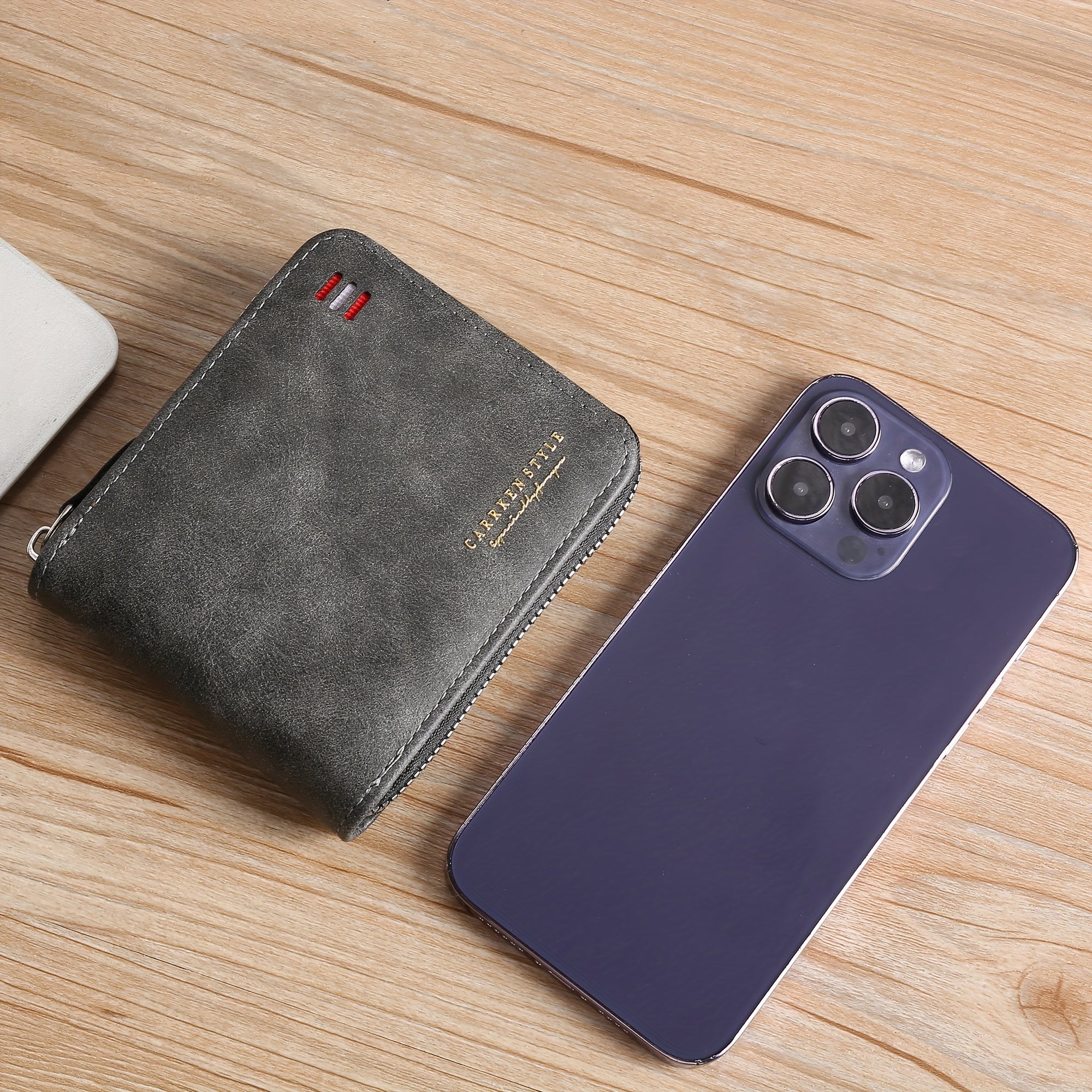 CarrKen Vintage Style Black Faux Leather Wallet