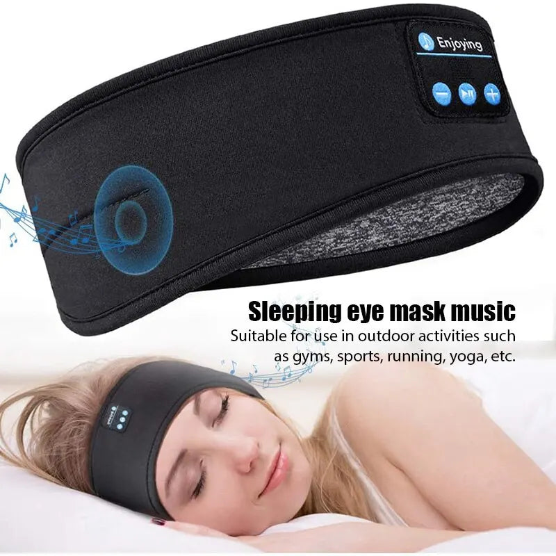 Black & Gray Sleeping Bluetooth Head Eye Mask - Comfortable Wireless Sleep Headphones
