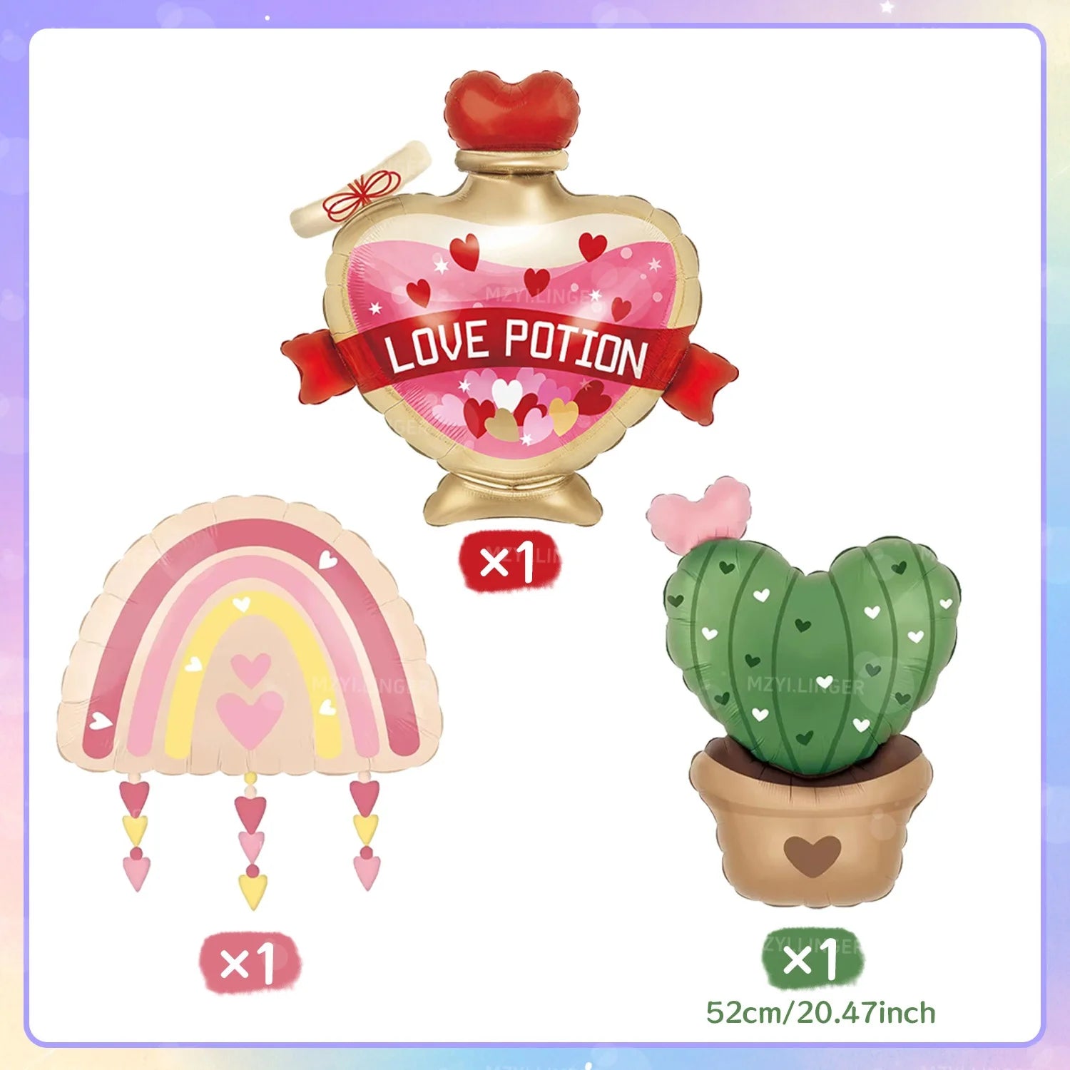 Balloon Cactus Love Rainbow 3.99 each or mega deal 7.99 for set of 3