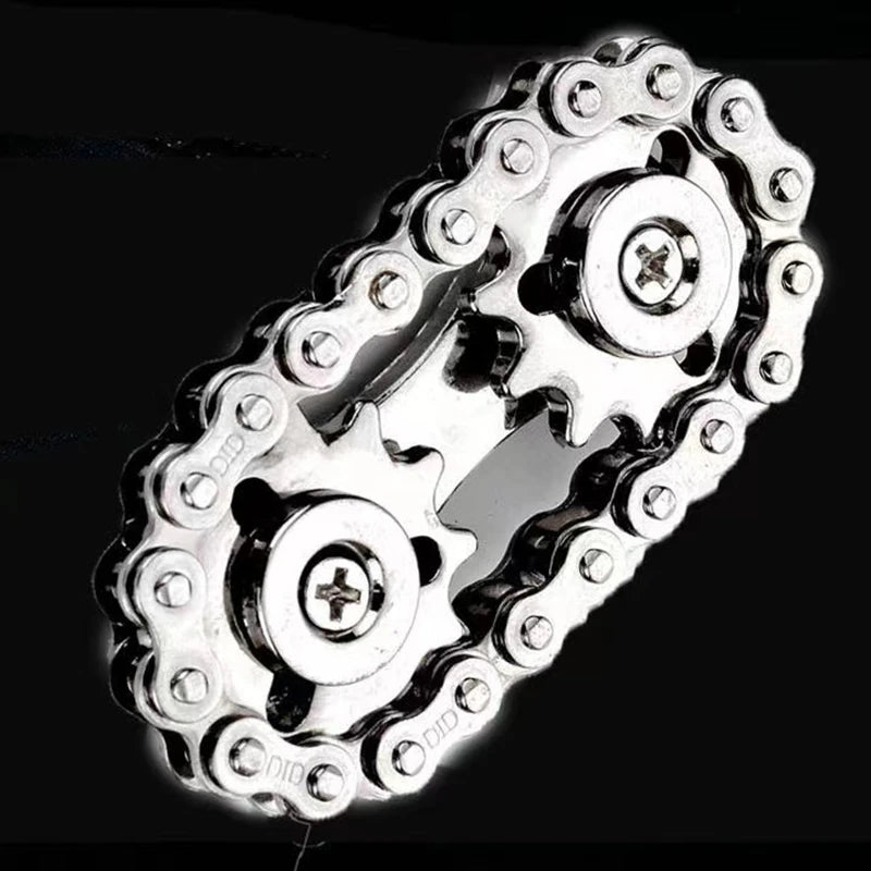 Sprockets Flywheel Fingertip Gyro Fidget Spinner Anti Stress Anxiety Metal Bike Chains