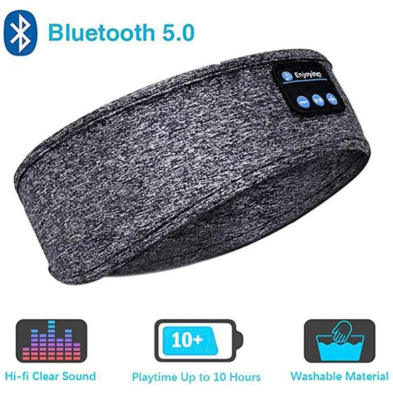 Black & Gray Sleeping Bluetooth Head Eye Mask - Comfortable Wireless Sleep Headphones