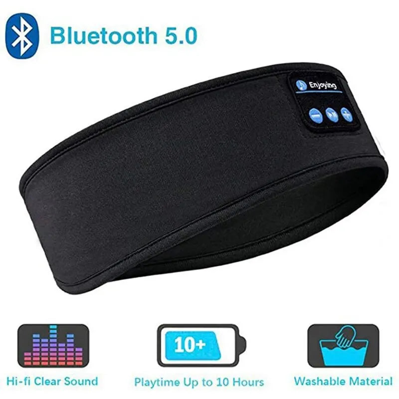 Black & Gray Sleeping Bluetooth Head Eye Mask - Comfortable Wireless Sleep Headphones