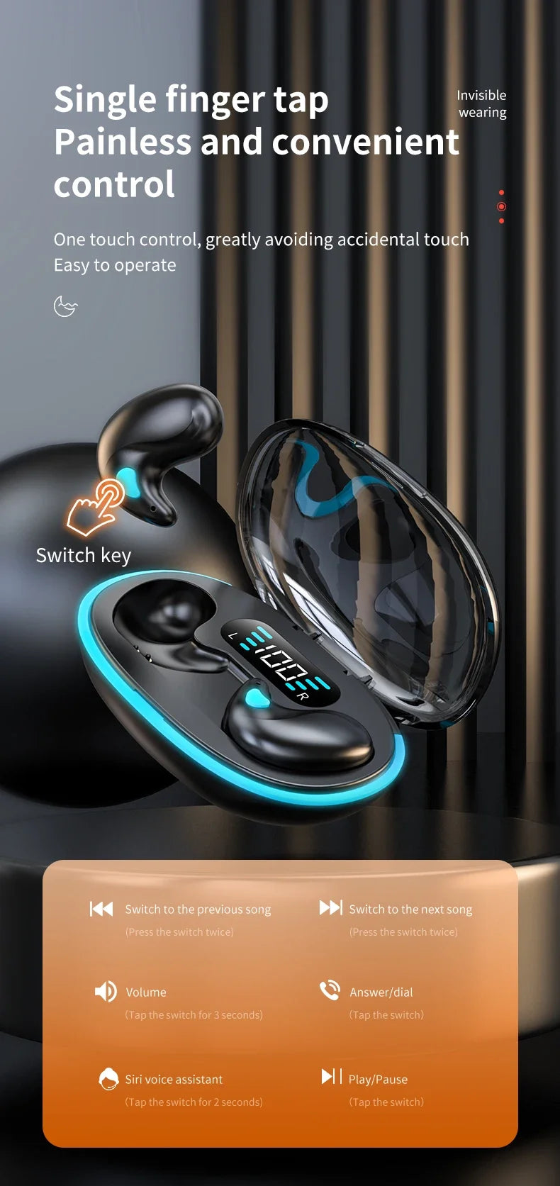 Wireless Sleep Earphones TWS Bluetooth 5.3