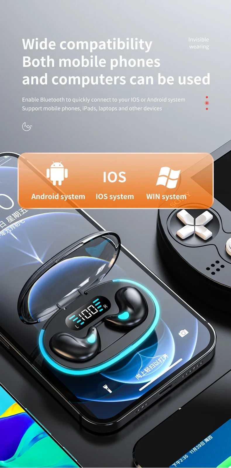 Wireless Sleep Earphones TWS Bluetooth 5.3