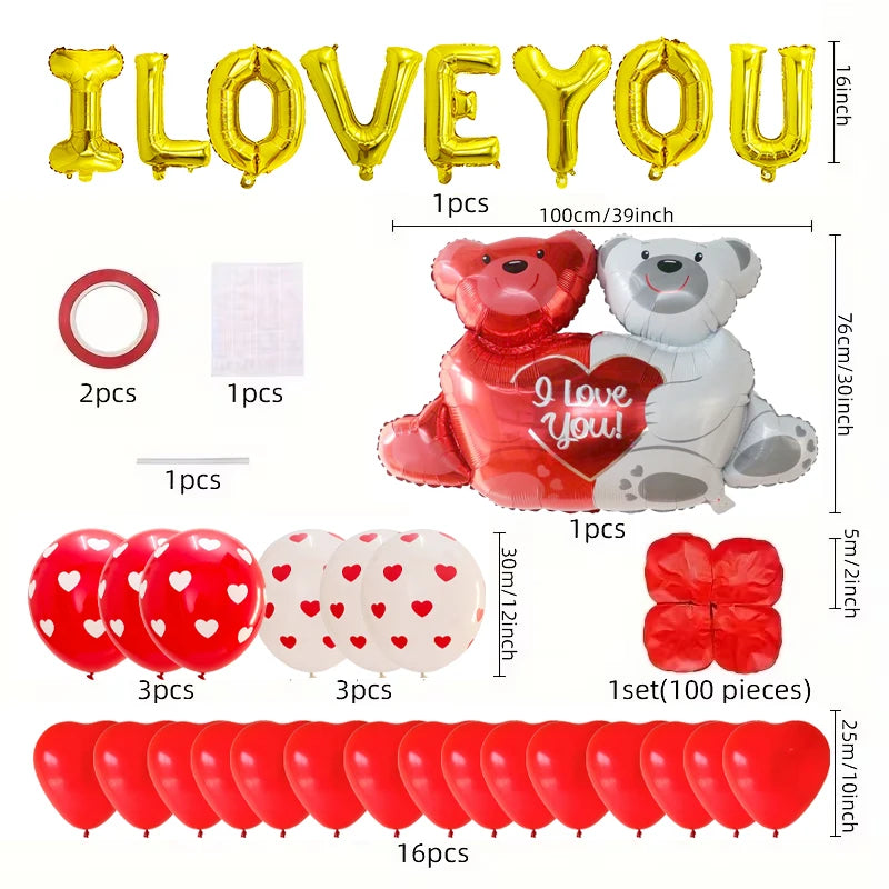 Balloon Set & I Love You Letter Heart