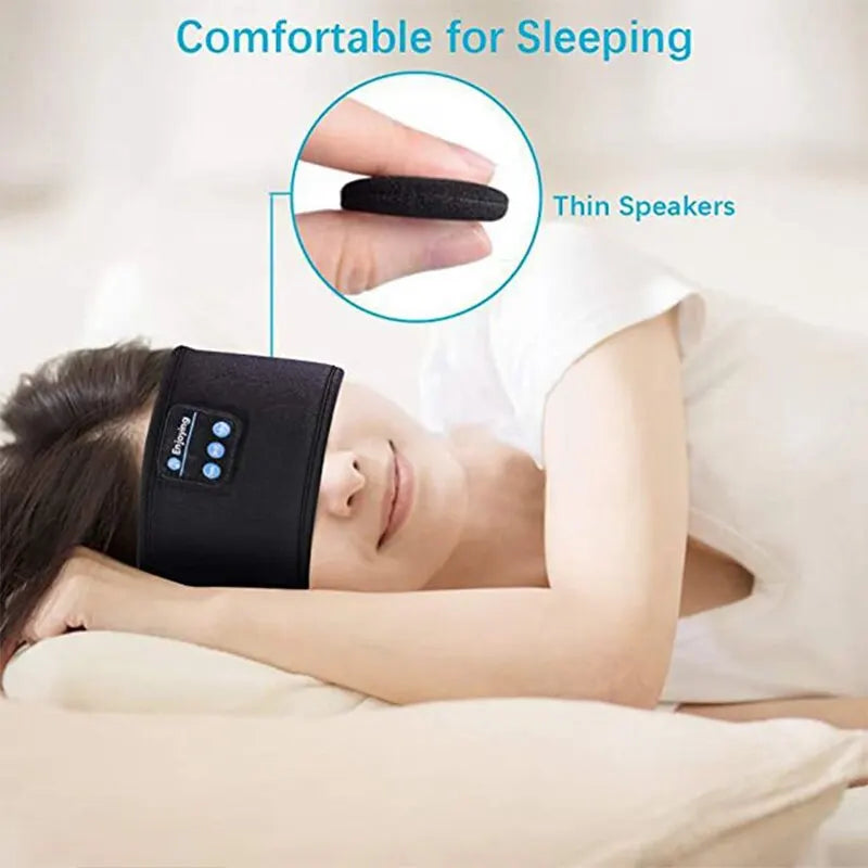 Black & Gray Sleeping Bluetooth Head Eye Mask - Comfortable Wireless Sleep Headphones