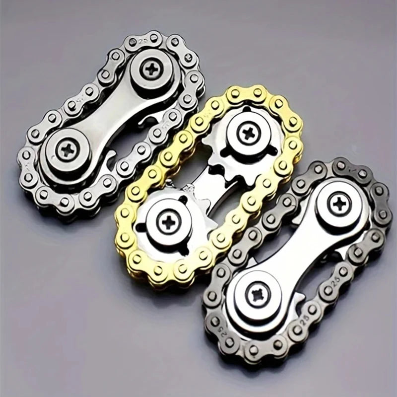 Sprockets Flywheel Fingertip Gyro Fidget Spinner Anti Stress Anxiety Metal Bike Chains