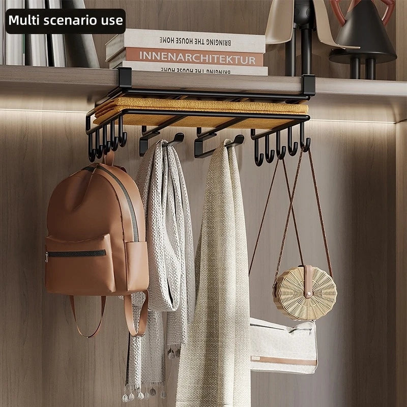 Kitchen Hanging Organizer Rack with Hooks Under Cupboard