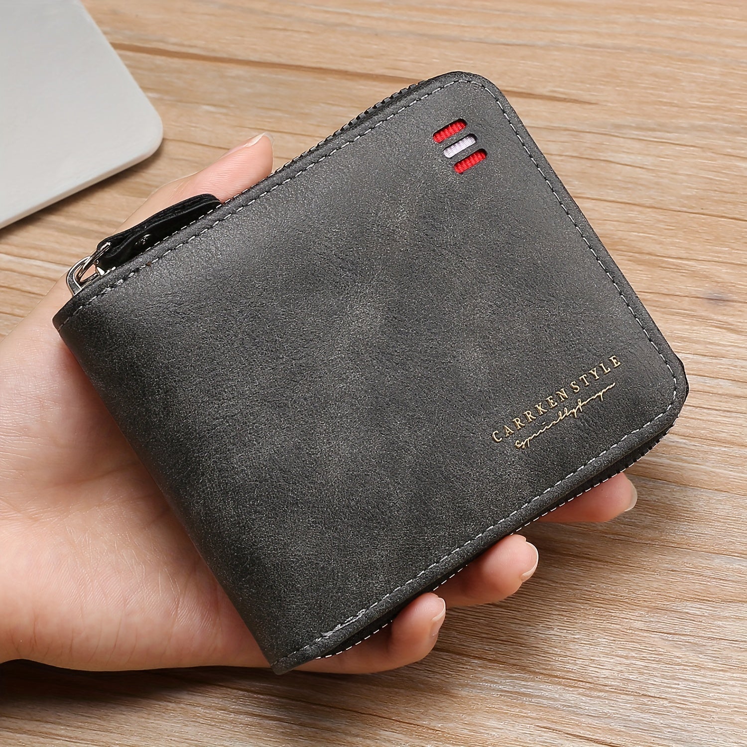 CarrKen Vintage Style Black Faux Leather Wallet